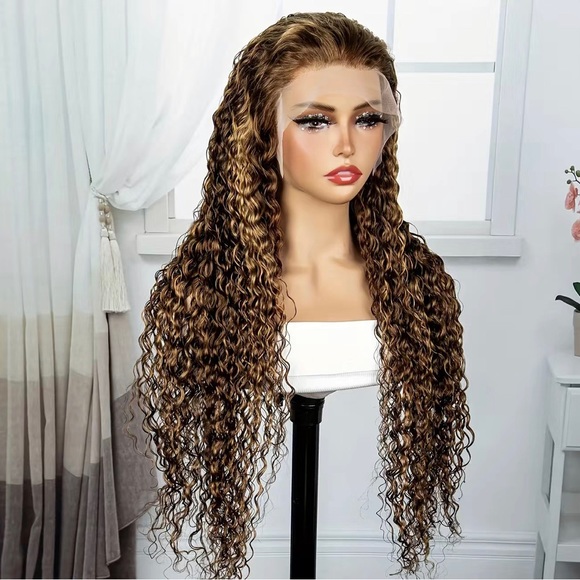 180% #27/30 Ombré Blonde/Chocolate 13x4 HD Pre Plucked Lace Front Human Hair Wig - Picture 4 of 8